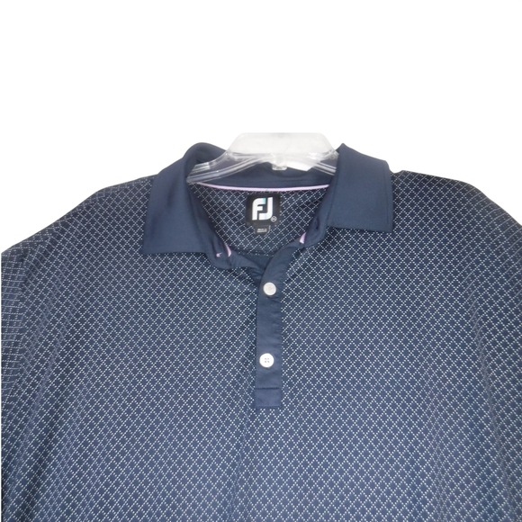 FootJoy Other - FootJoy Men 2XL Navy Blue White Diamond Print ProDry Performance Golf Polo Shirt